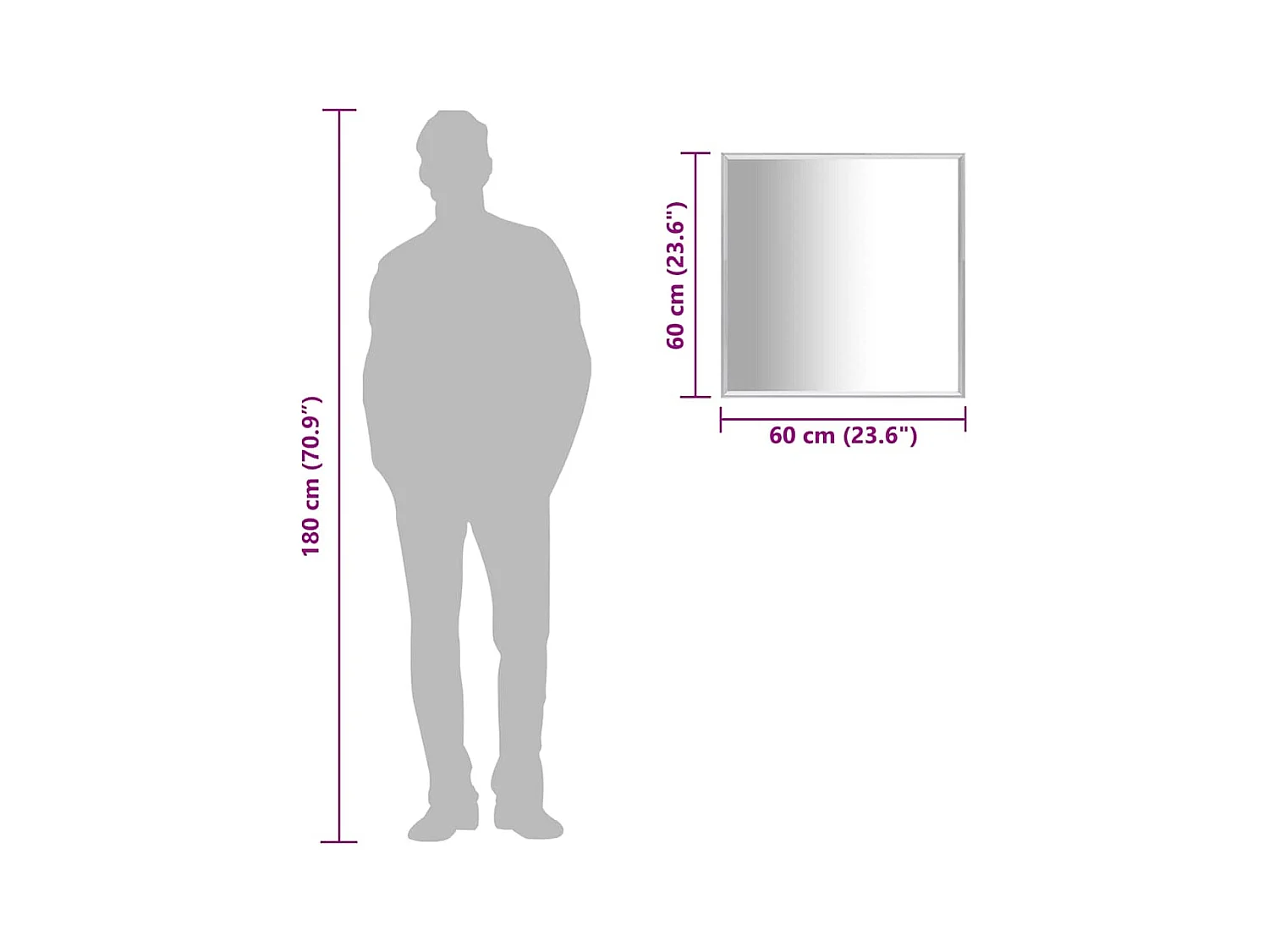 Zilveren spiegel 60x60 cm