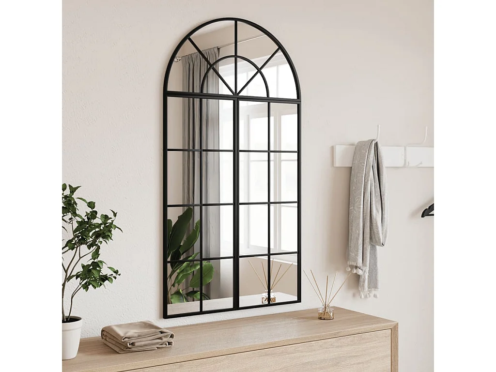 Specchio da parete nero 60x110 cm arco in ferro