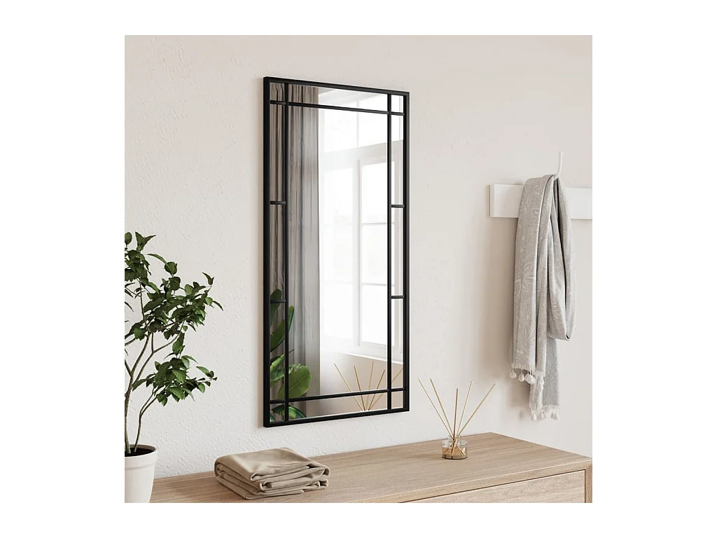Specchio da parete nero 40x80 cm rettangolare in ferro