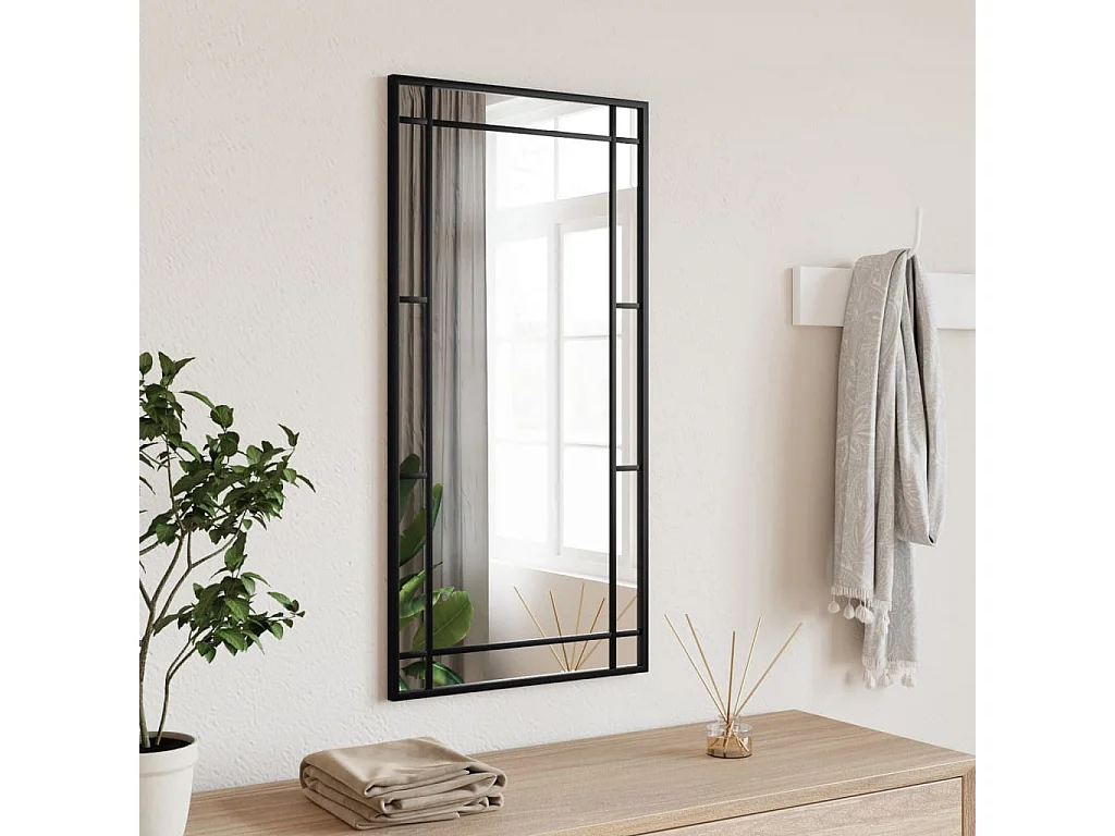 Espejo de pared negro 40x80 cm rectangular hierro