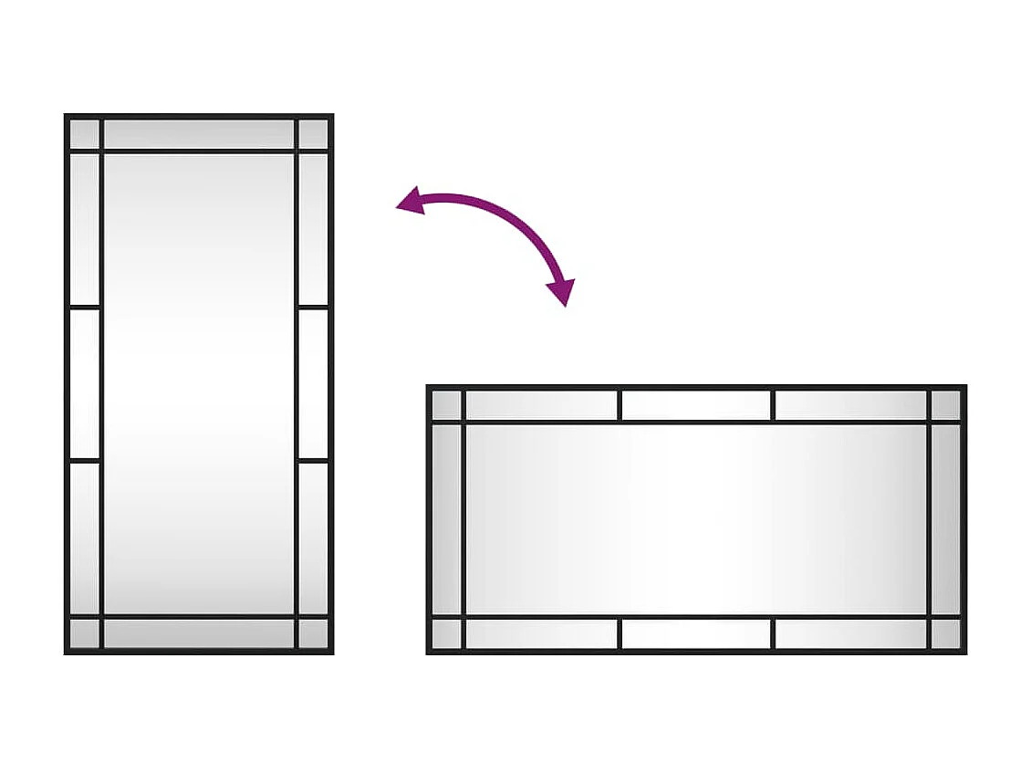 Espejo de pared negro 40x80 cm rectangular hierro