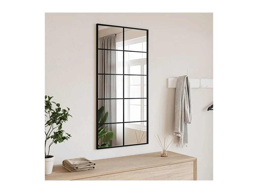 Specchio da parete nero 50x100 cm rettangolare in ferro