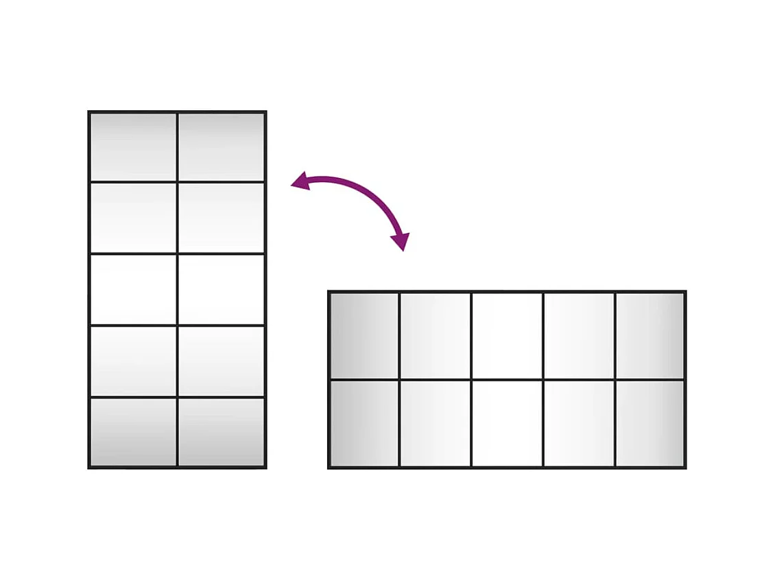Zwarte wandspiegel 50x100 cm rechthoekig ijzer