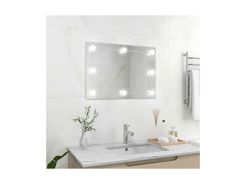 Frameloze wandspiegel met LED-verlichting, rechthoekig glas