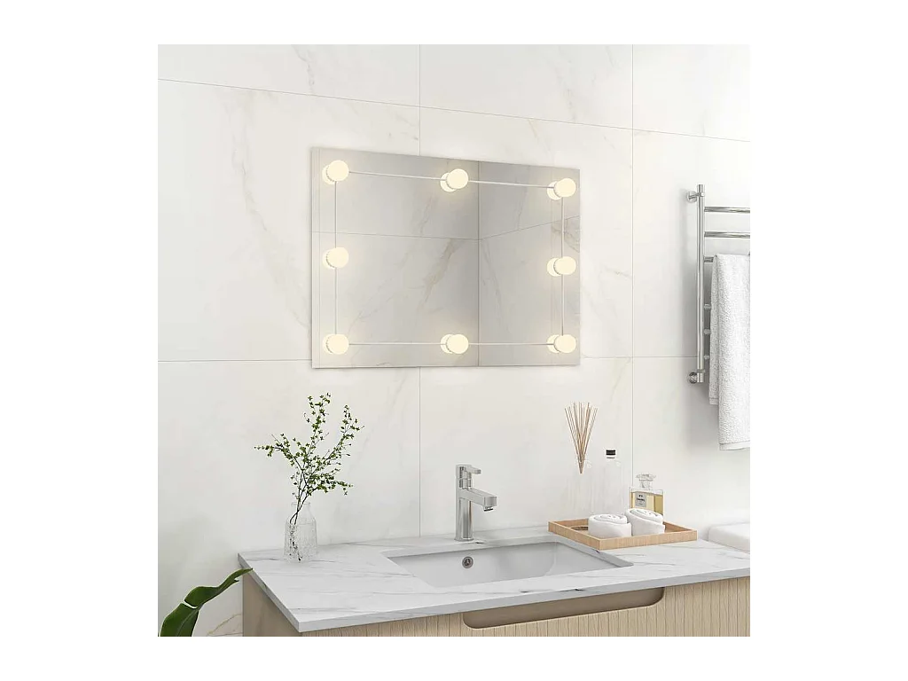 Frameloze wandspiegel met LED-verlichting, rechthoekig glas