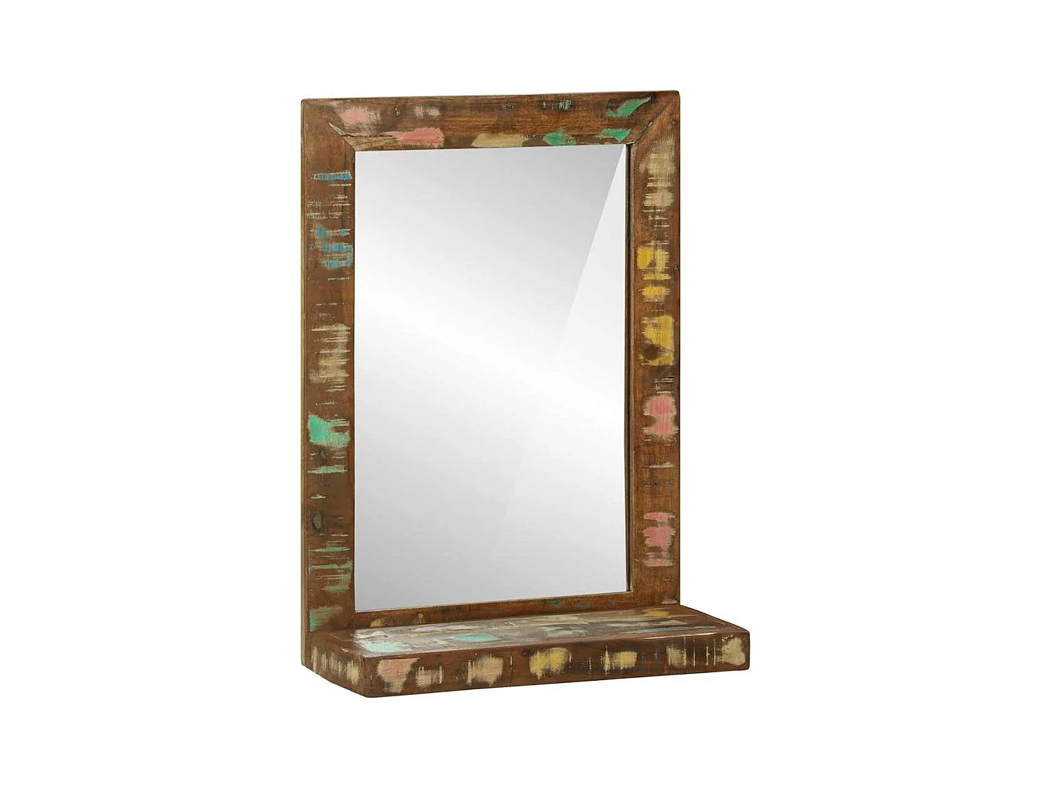 Miroir de salle de bain avec miroir Marron Bois massif récupéré