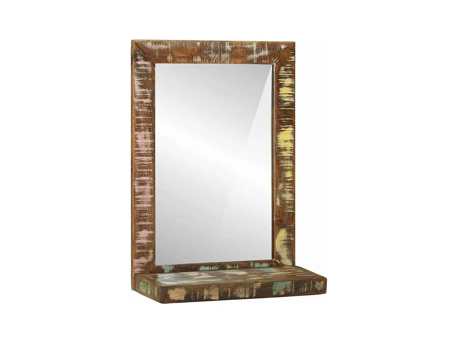 Miroir de salle de bain avec miroir Marron Bois massif récupéré