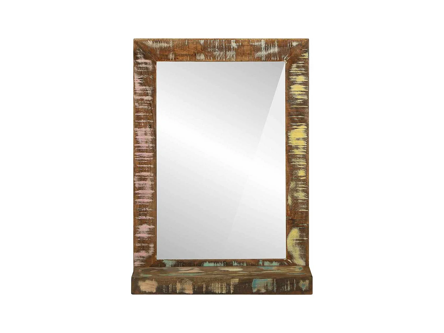 Miroir de salle de bain avec miroir Marron Bois massif récupéré