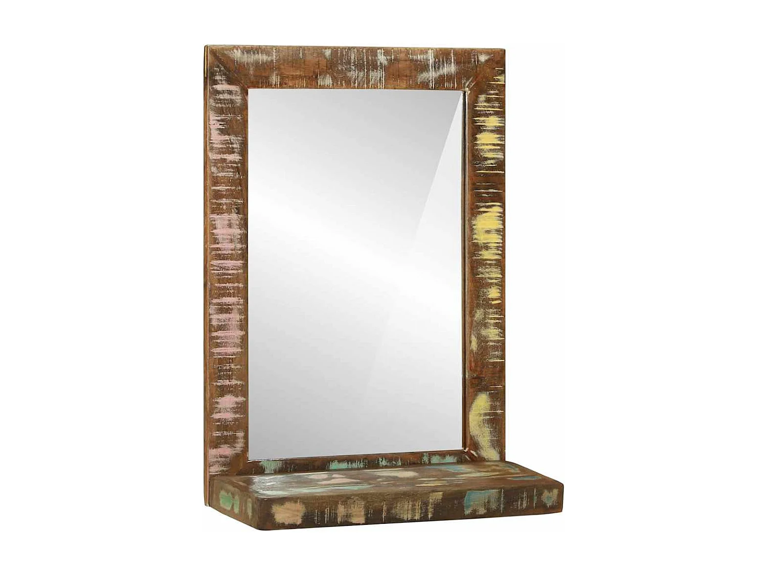 Miroir de salle de bain avec miroir Marron Bois massif récupéré