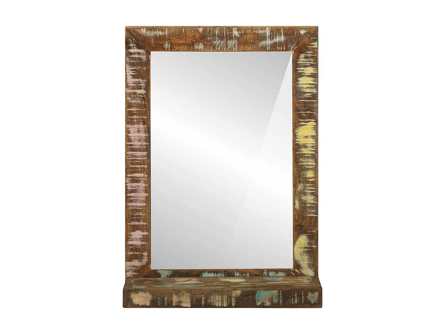 Miroir de salle de bain avec miroir Marron Bois massif récupéré