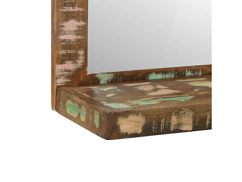 Miroir de salle de bain avec miroir Marron Bois massif récupéré