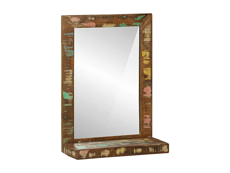 Miroir de salle de bain avec miroir Marron Bois massif récupéré
