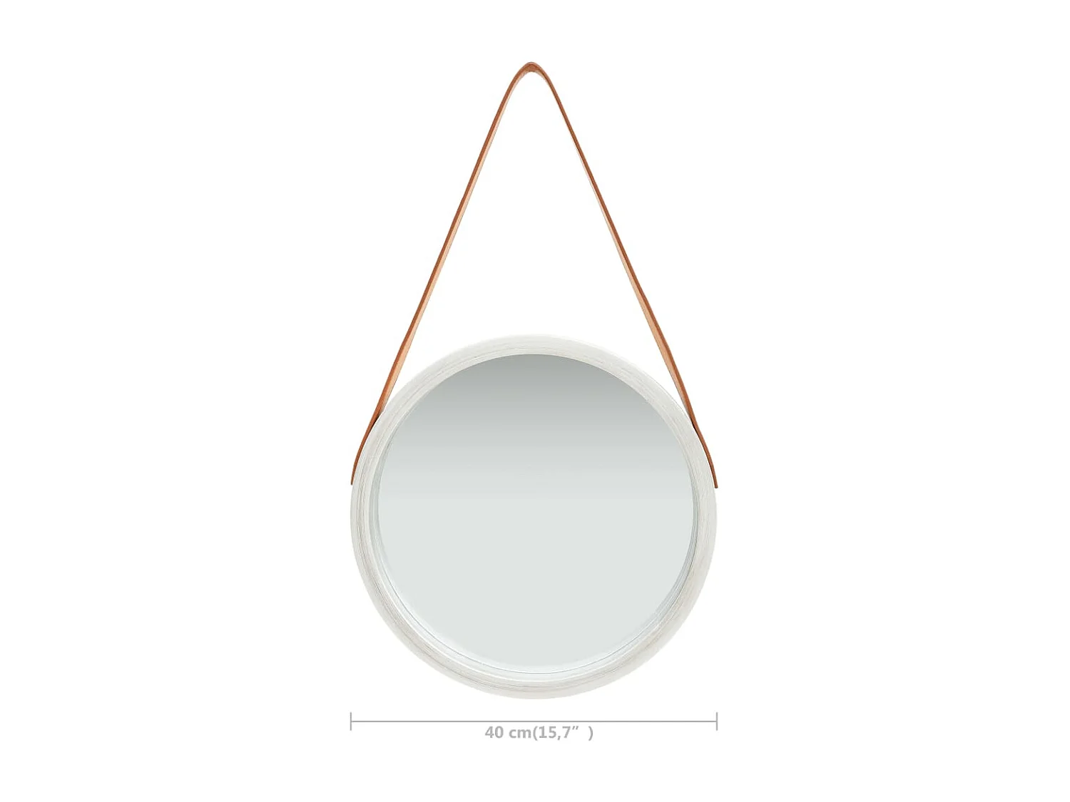 Specchio da parete con cinturino 40 cm Argento