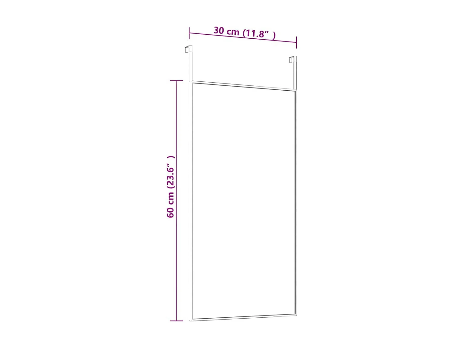 Espejo de puerta negro 30x60 cm Cristal y aluminio