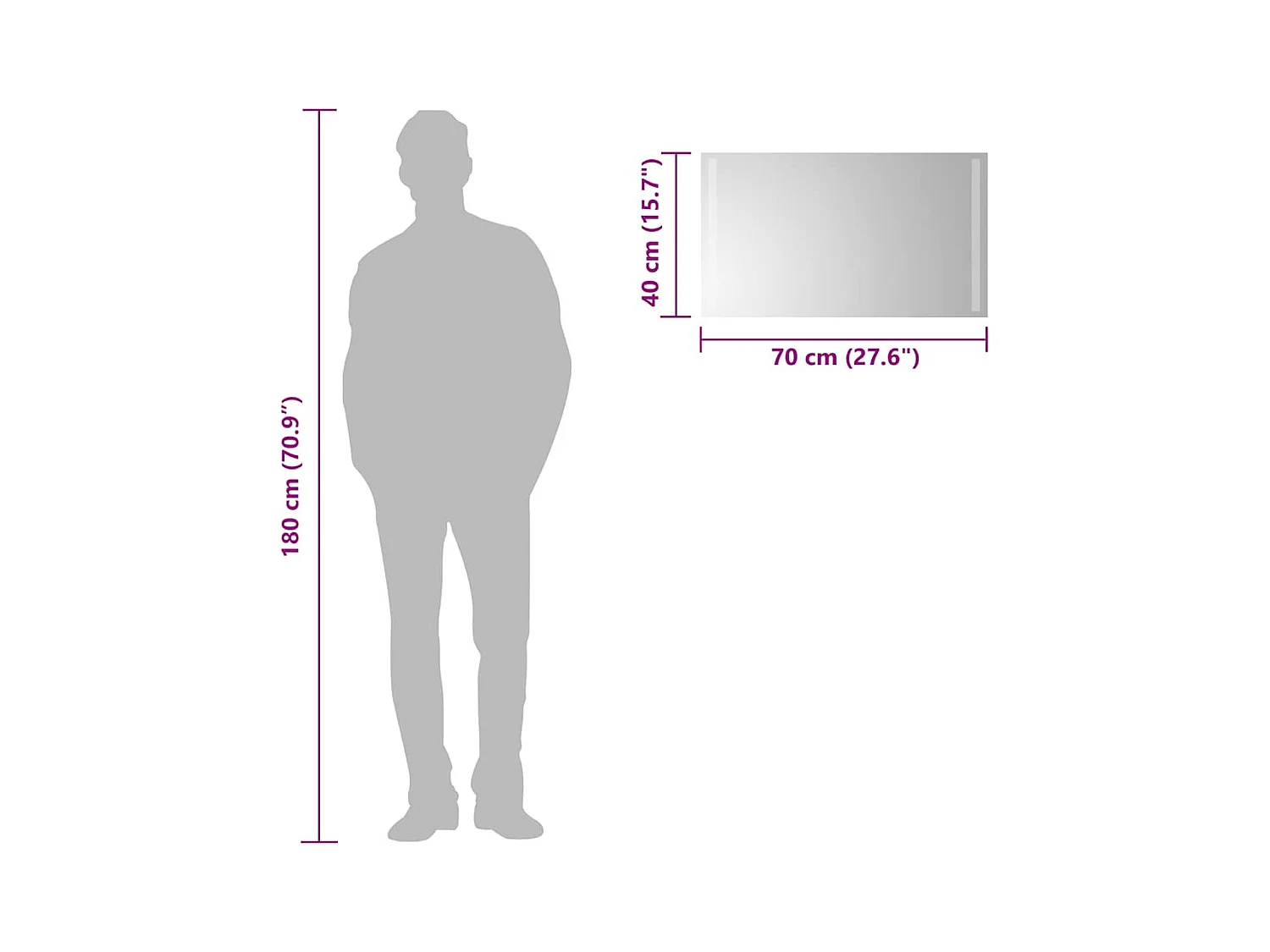 Miroir de salle de bain à LED 70x40 cm