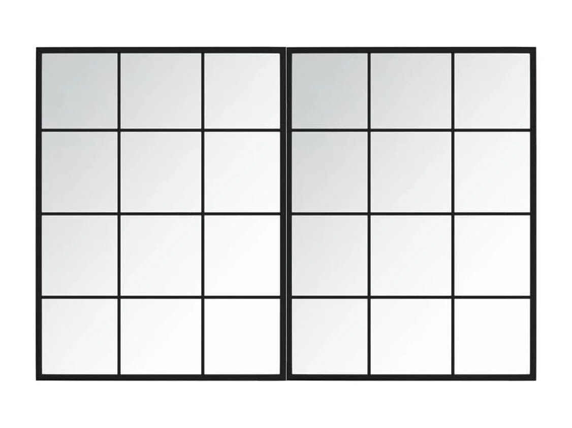 Espejos de pared 2 piezas negro 80x60 cm metal