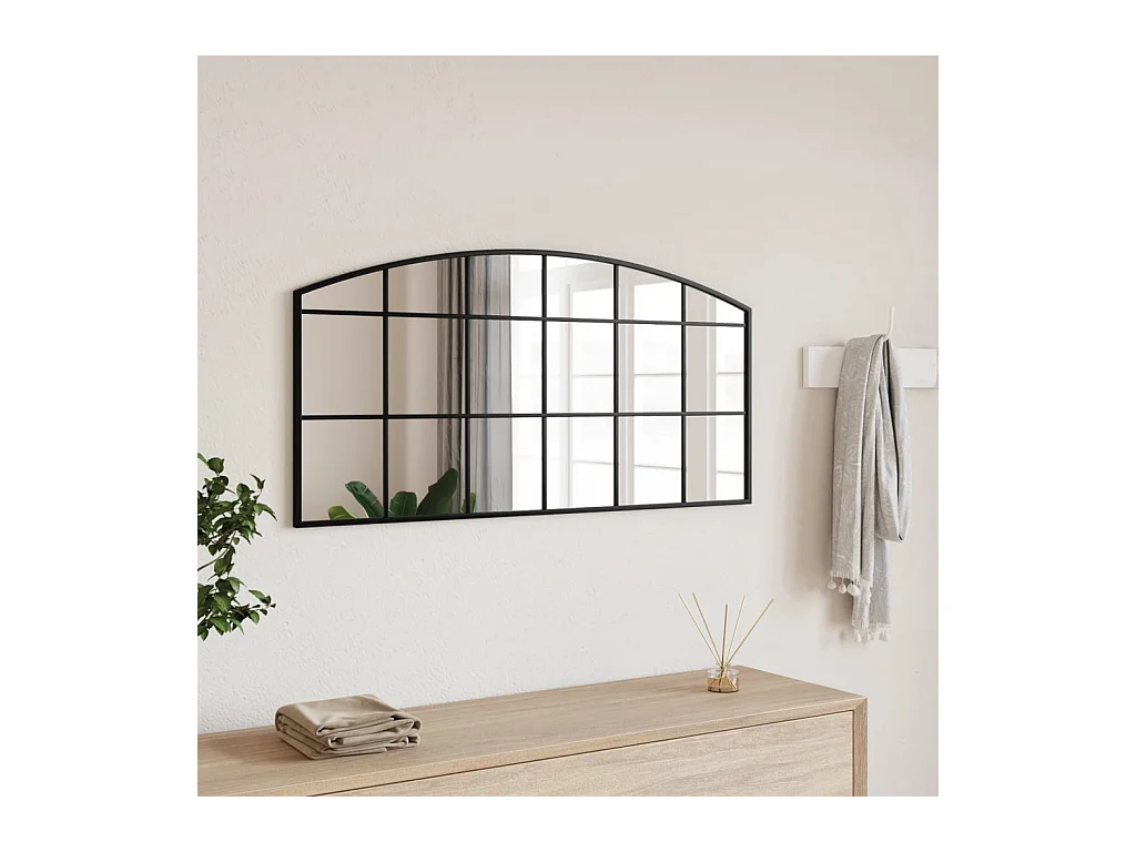 Schwarzer Wandspiegel 100x50 cm Eisenbogen