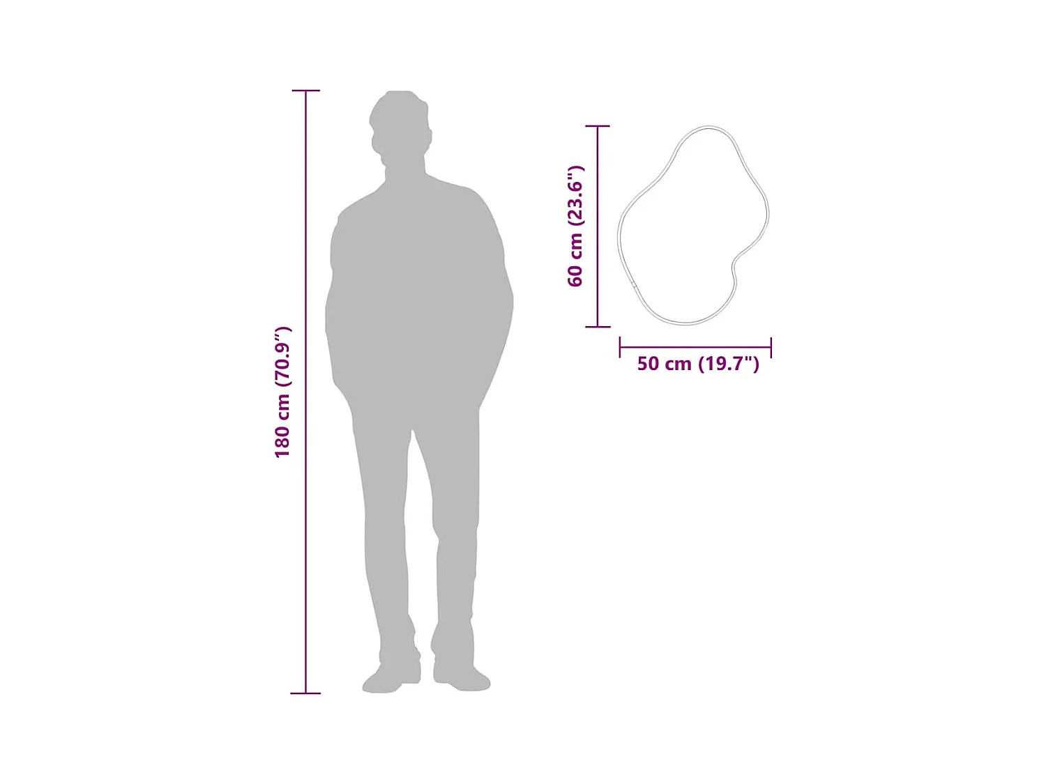 Zwarte wandspiegel 60x50 cm