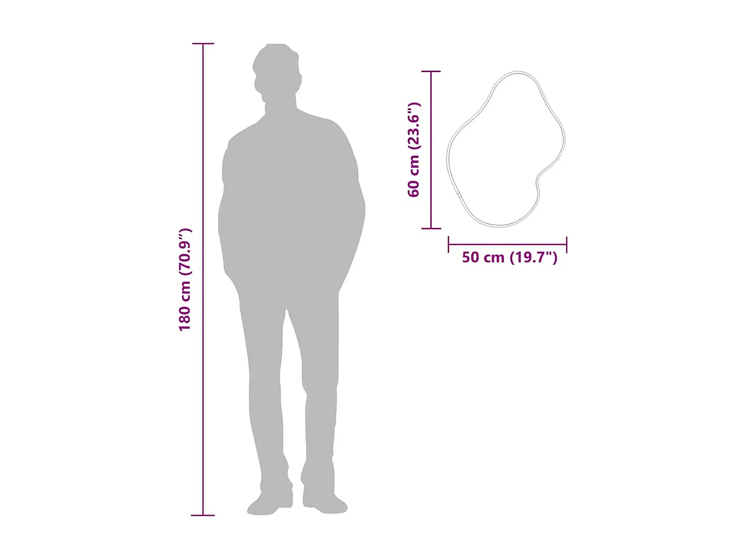 Miroir mural Noir 60x50 cm