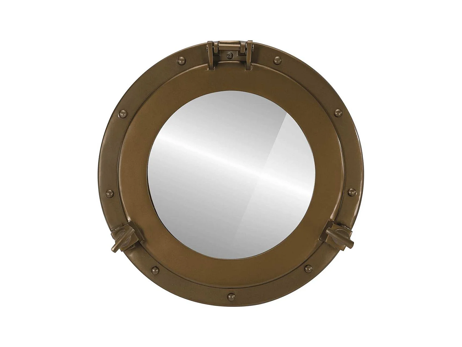 Miroir en forme de hublot mural Ø38 cm aluminium et verre