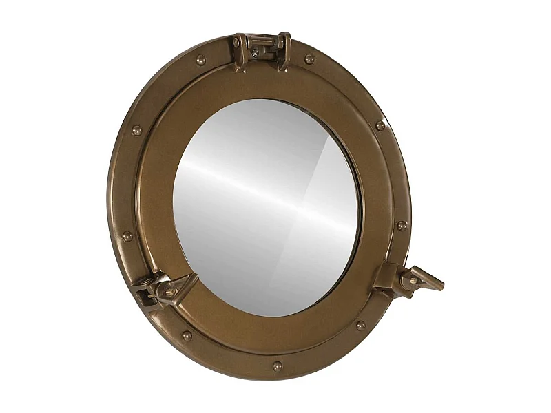 Patrijspoortvormige wandspiegel Ø38 cm aluminium en glas