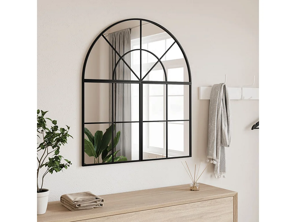 Zwarte wandspiegel 80x40 cm ijzeren boog