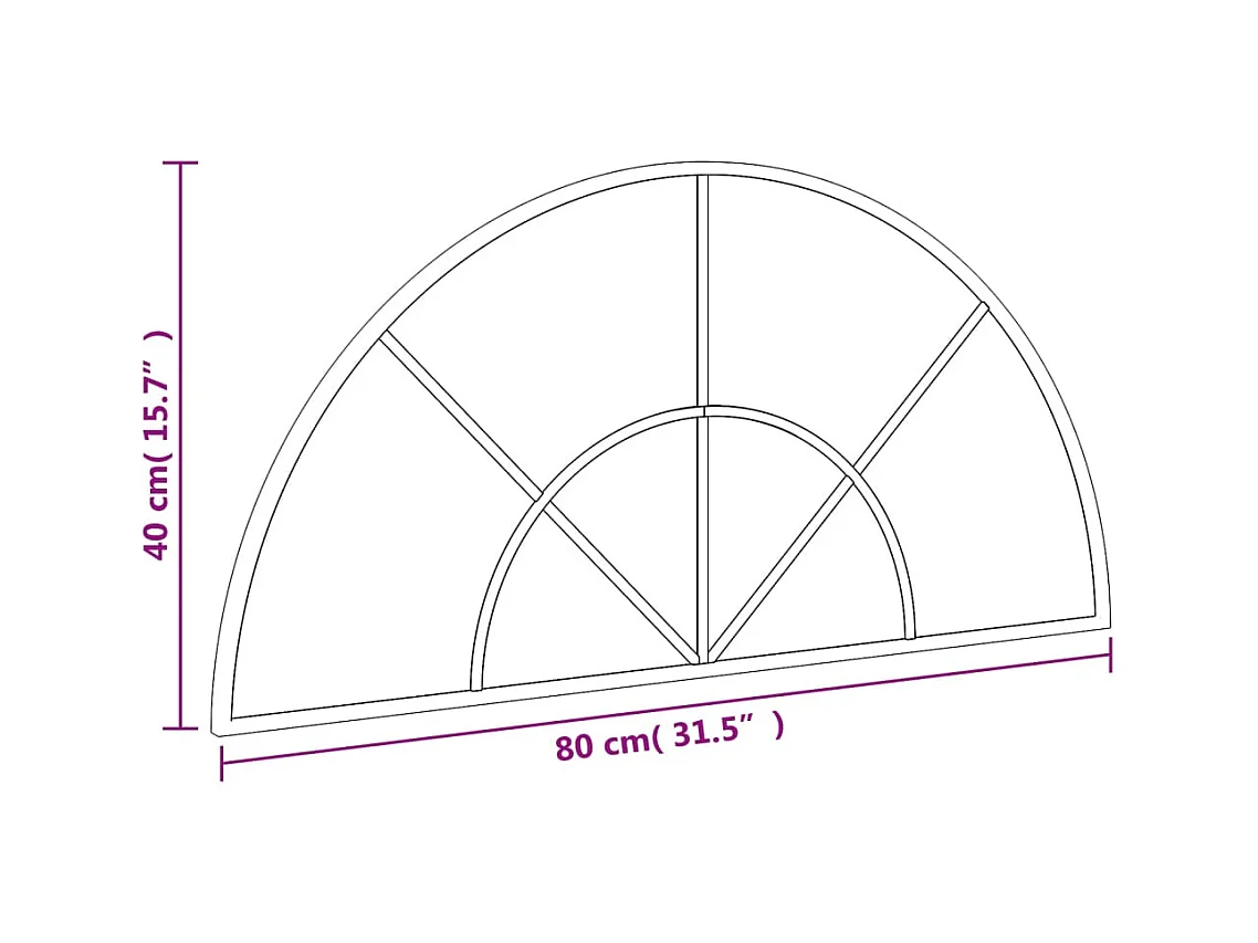 Zwarte wandspiegel 80x40 cm ijzeren boog