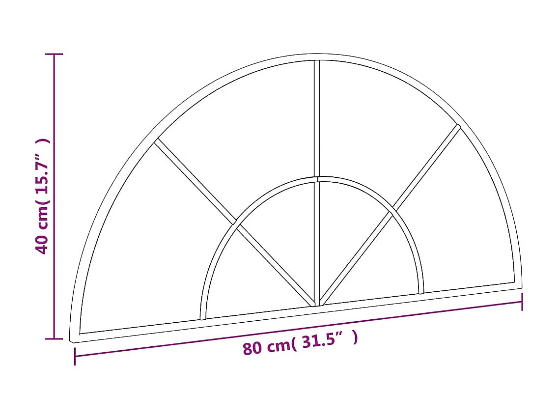 Espejo de pared negro 80x40 cm arco de hierro