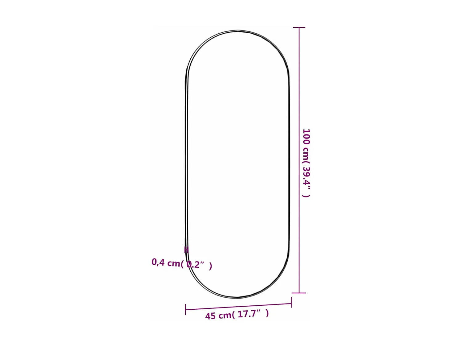 Specchio da parete 45x100 cm Vetro ovale