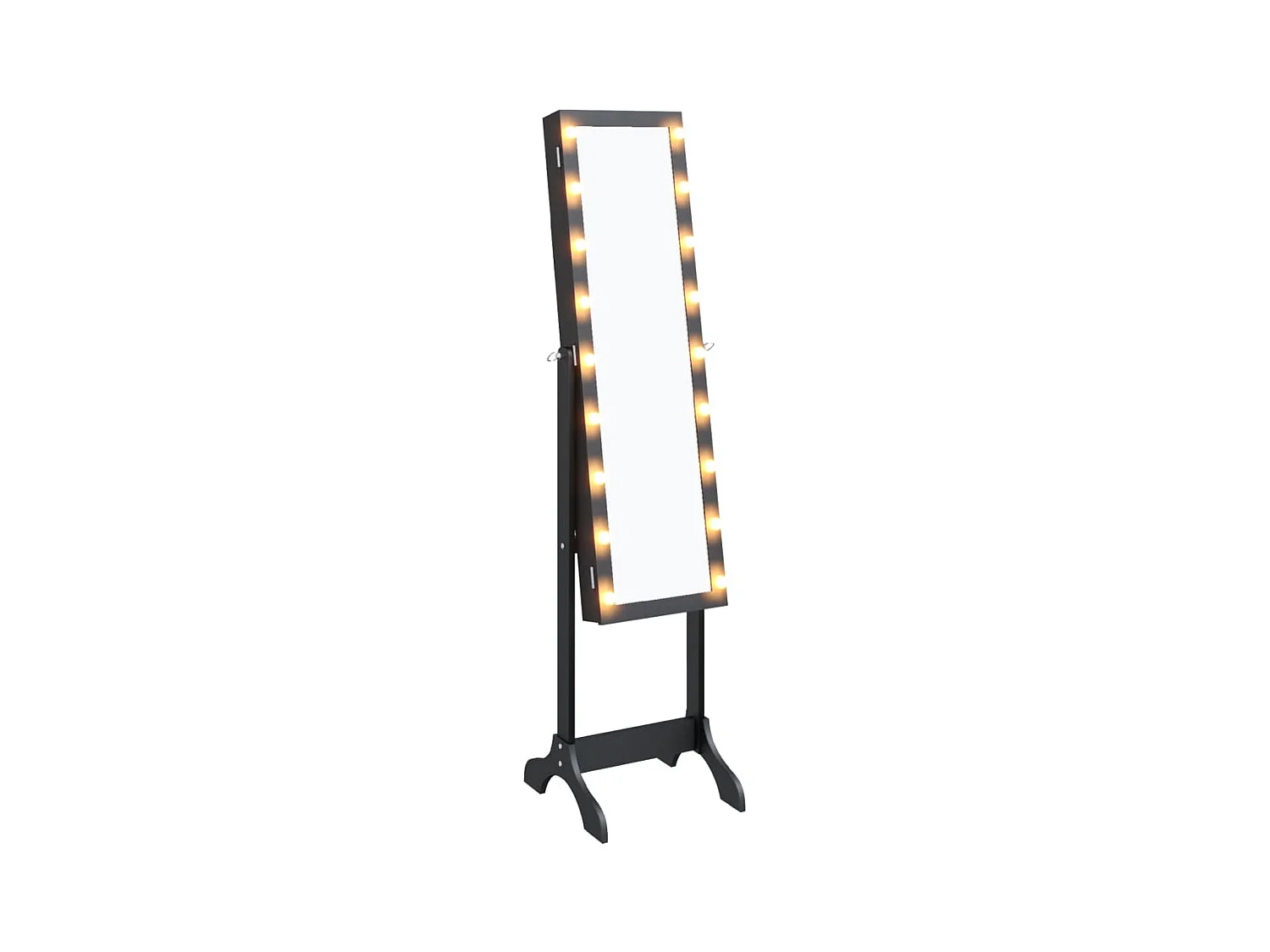 Specchio da terra bianco con LED nero 34x37x146 cm