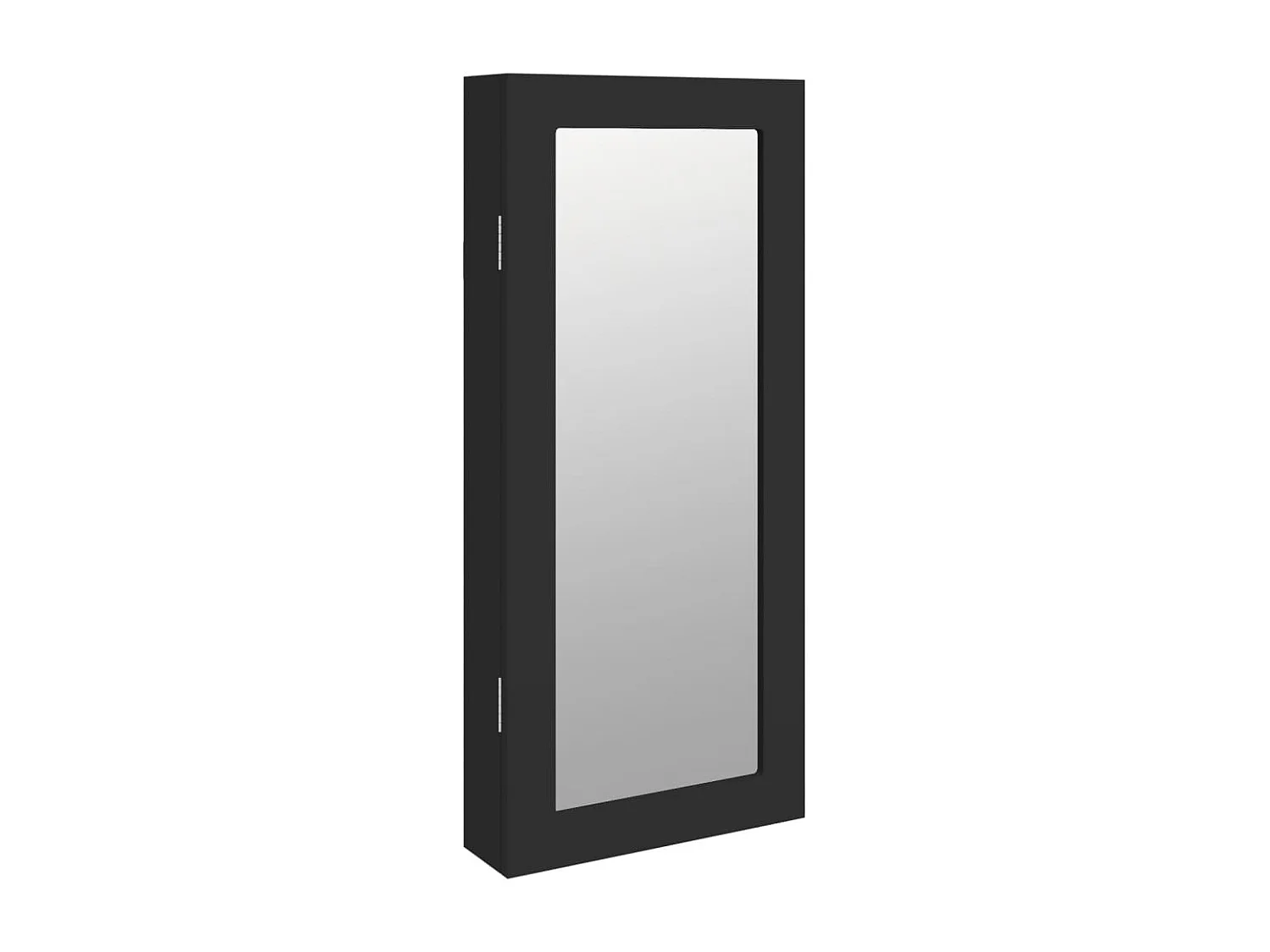 Mobile portagioie con specchio da parete nero 30x8,5x67 cm