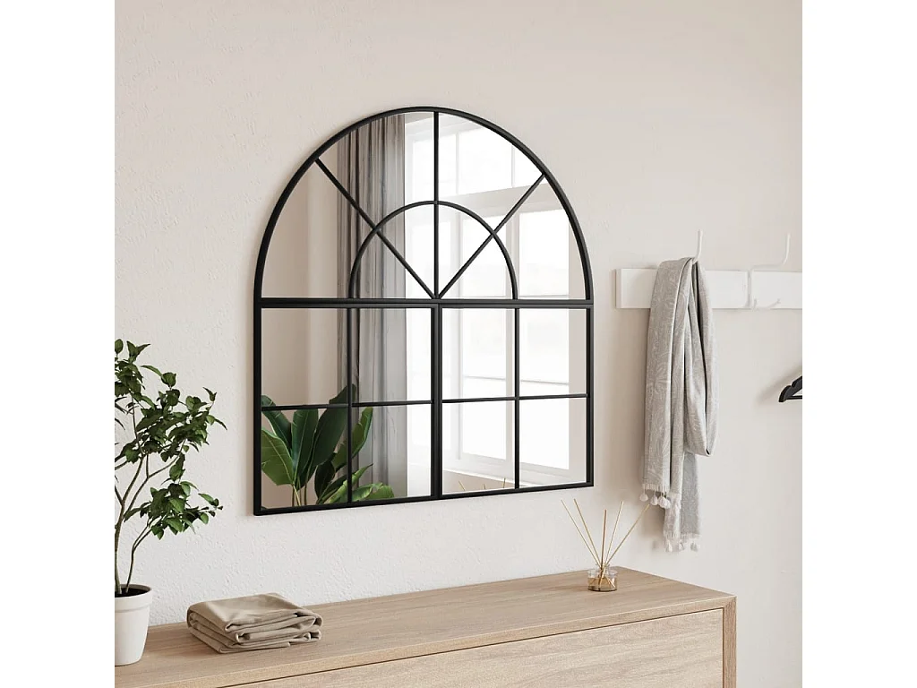 Specchio da parete nero 80x80 cm arco in ferro