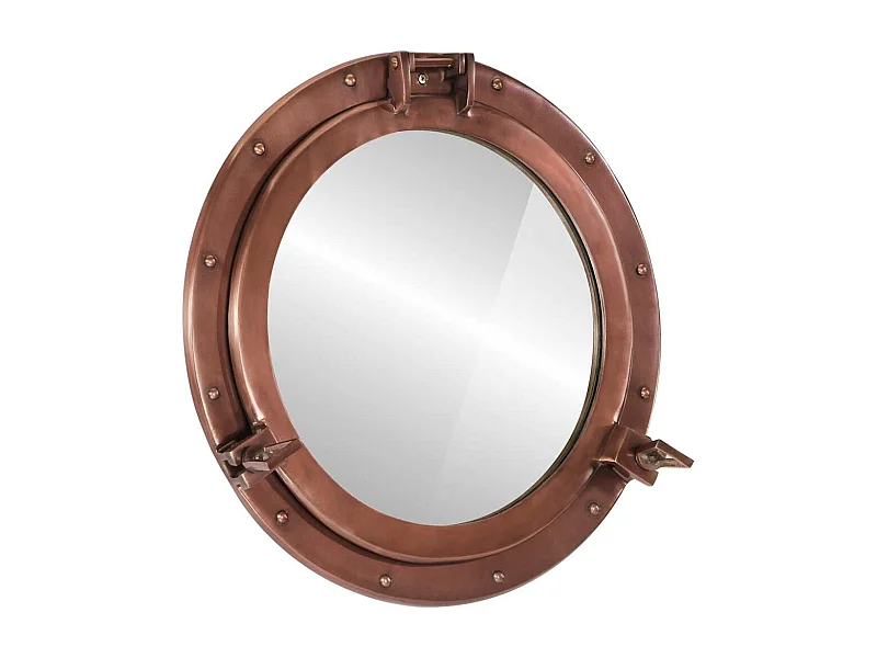 Patrijspoortvormige wandspiegel Ø50 cm aluminium en glas