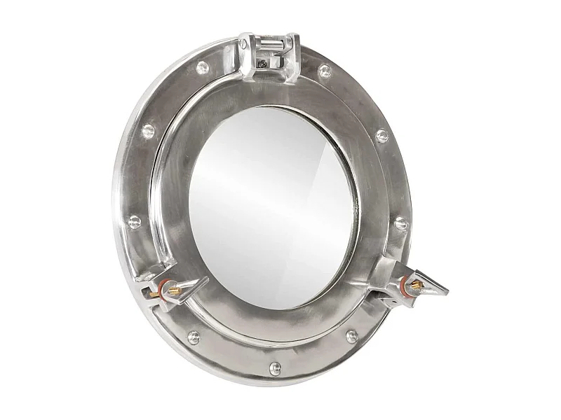 Miroir en forme de hublot mural Ø30 cm aluminium et verre