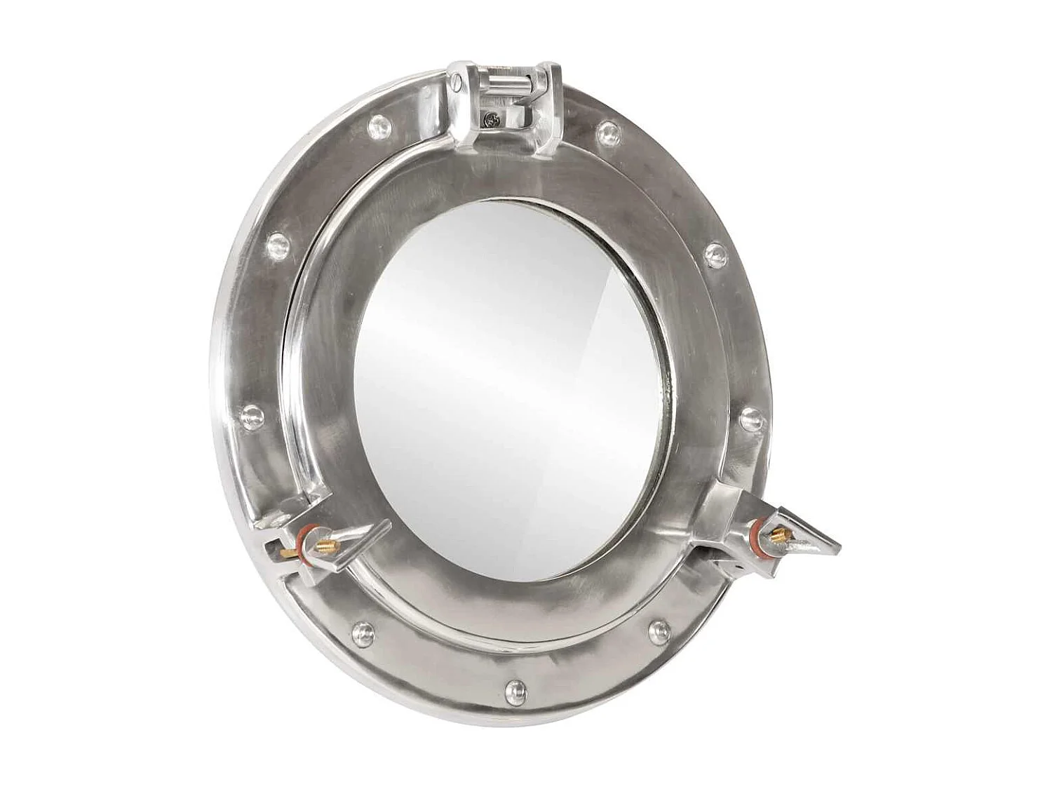 Miroir en forme de hublot mural Ø30 cm aluminium et verre