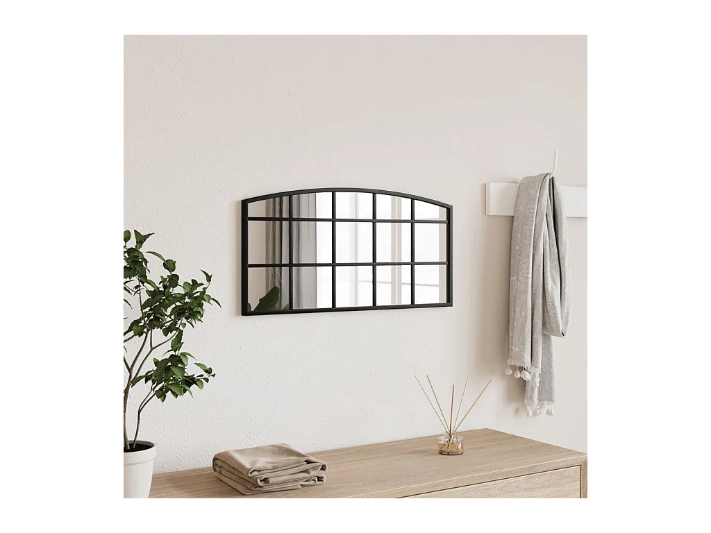 Zwarte wandspiegel 60x30 cm ijzeren boog