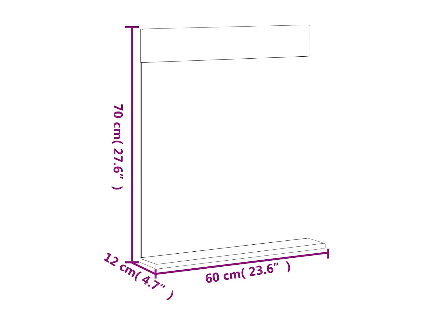 Specchio da bagno BERG con mensola in legno massello nero