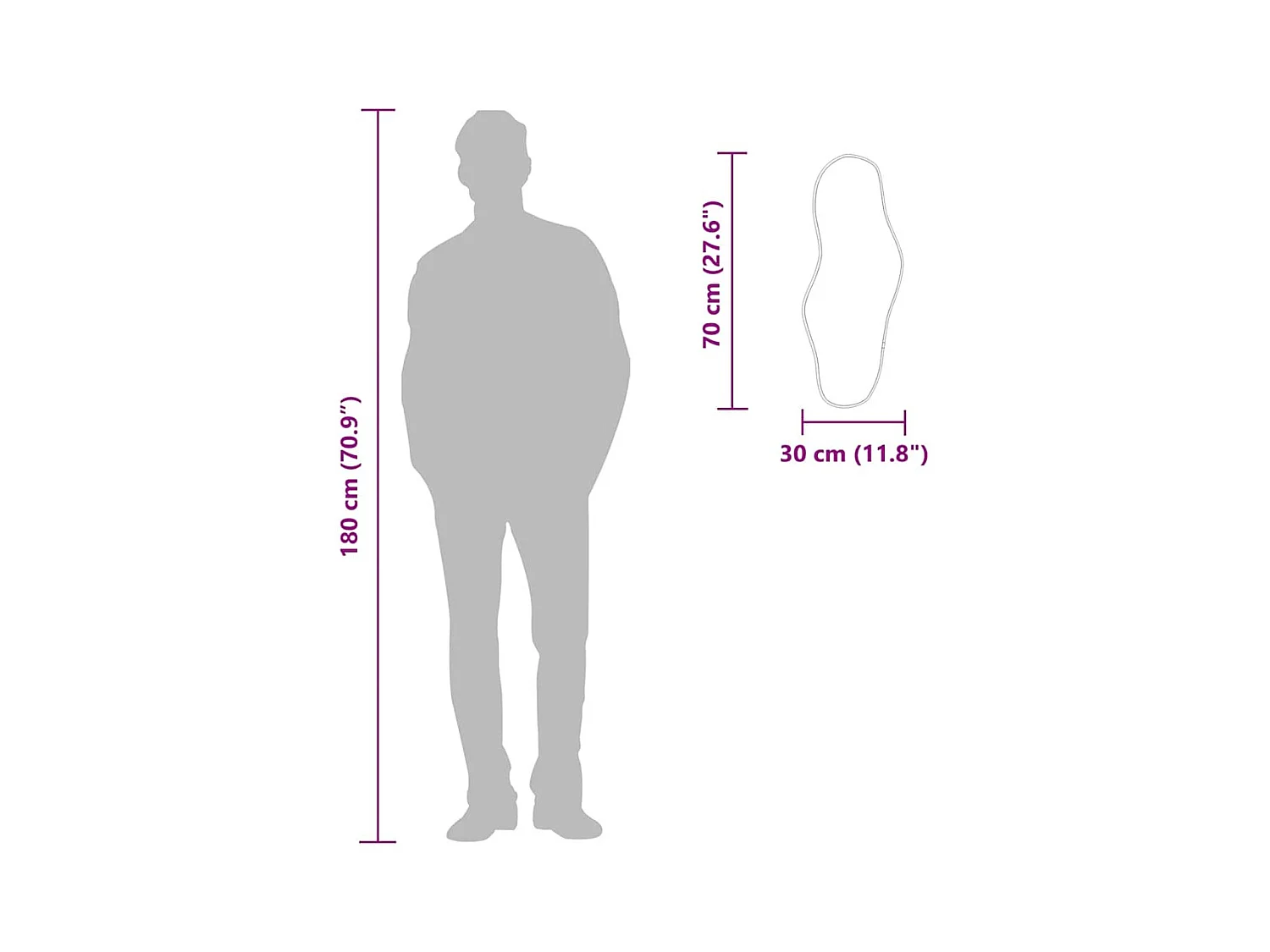 Zwarte wandspiegel 70x30 cm