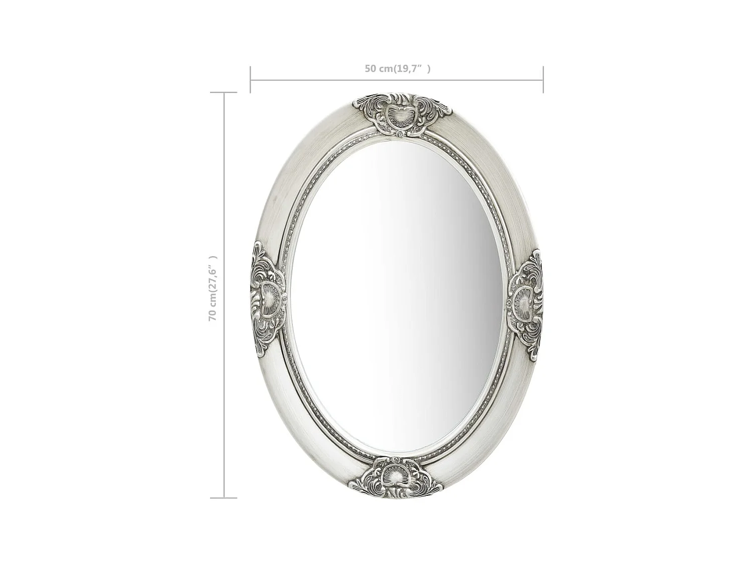 Specchio da parete in stile barocco 50x70 cm Argento