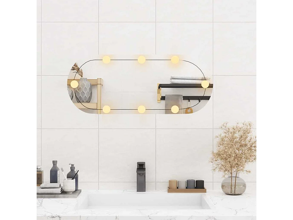 Wandspiegel mit LED-Beleuchtung 30x70 cm ovales Glas