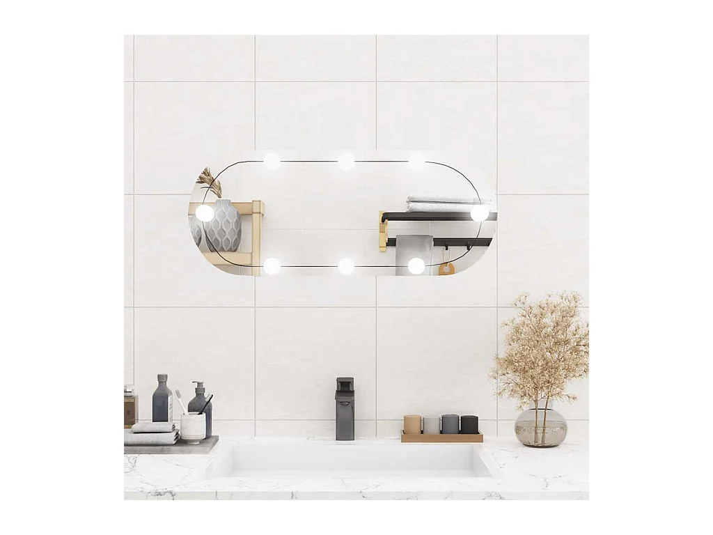 Wandspiegel met LED-verlichting 30x70 cm ovaal glas