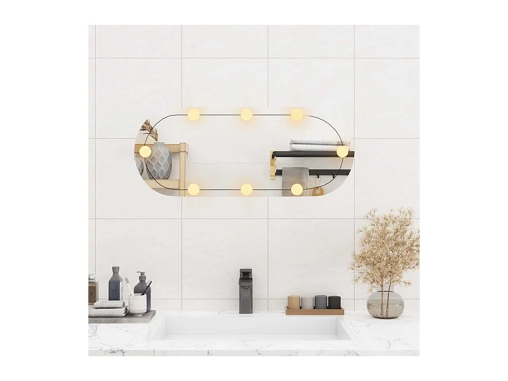 Wandspiegel met LED-verlichting 30x70 cm ovaal glas