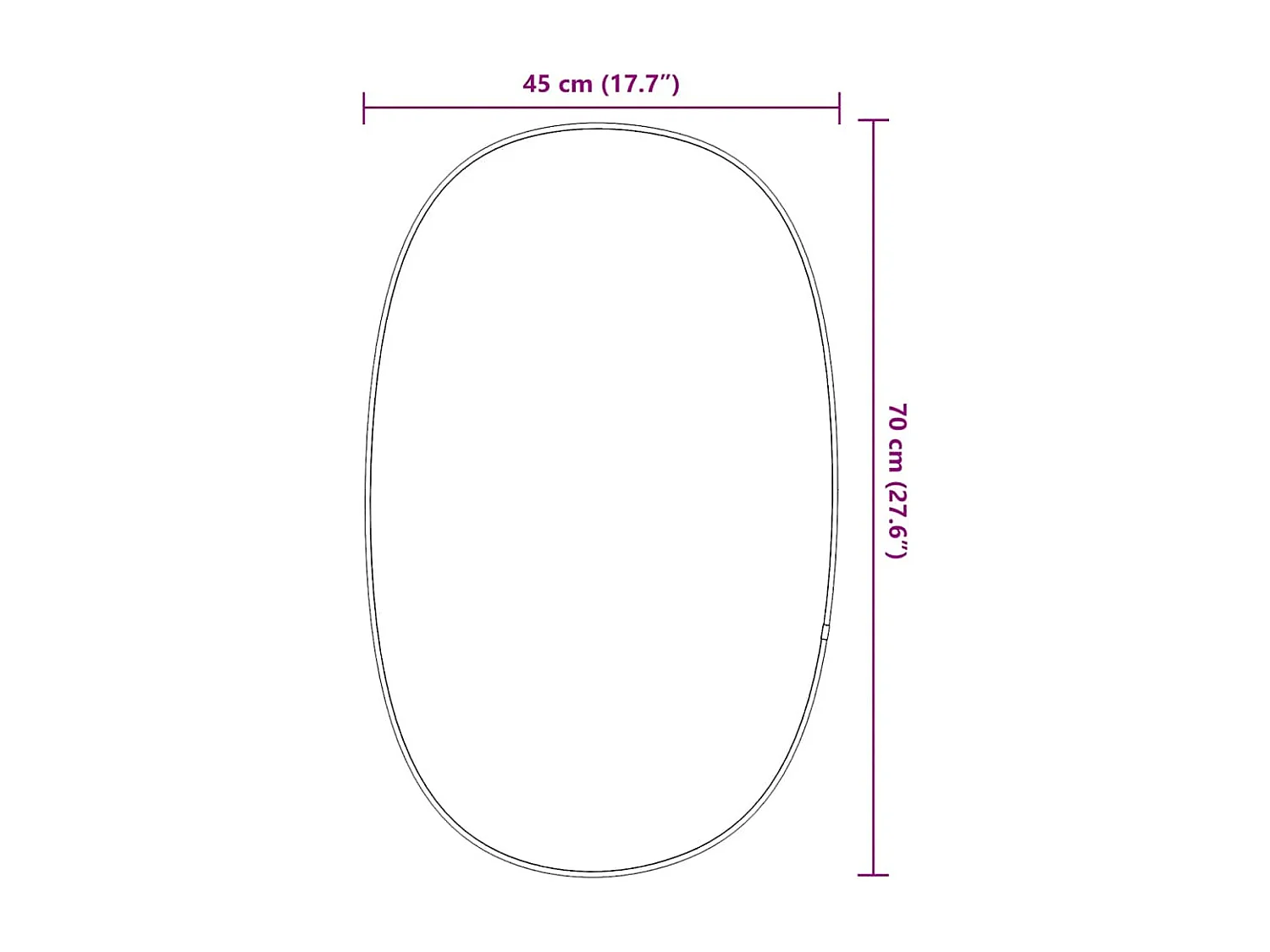 Miroir mural Noir 70x45 cm