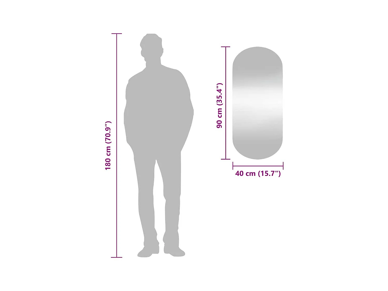 Wandspiegel 40x90 cm Ovaal glas