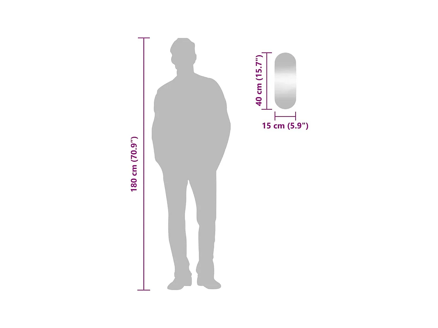 Wandspiegel 15x40 cm Ovales Glas