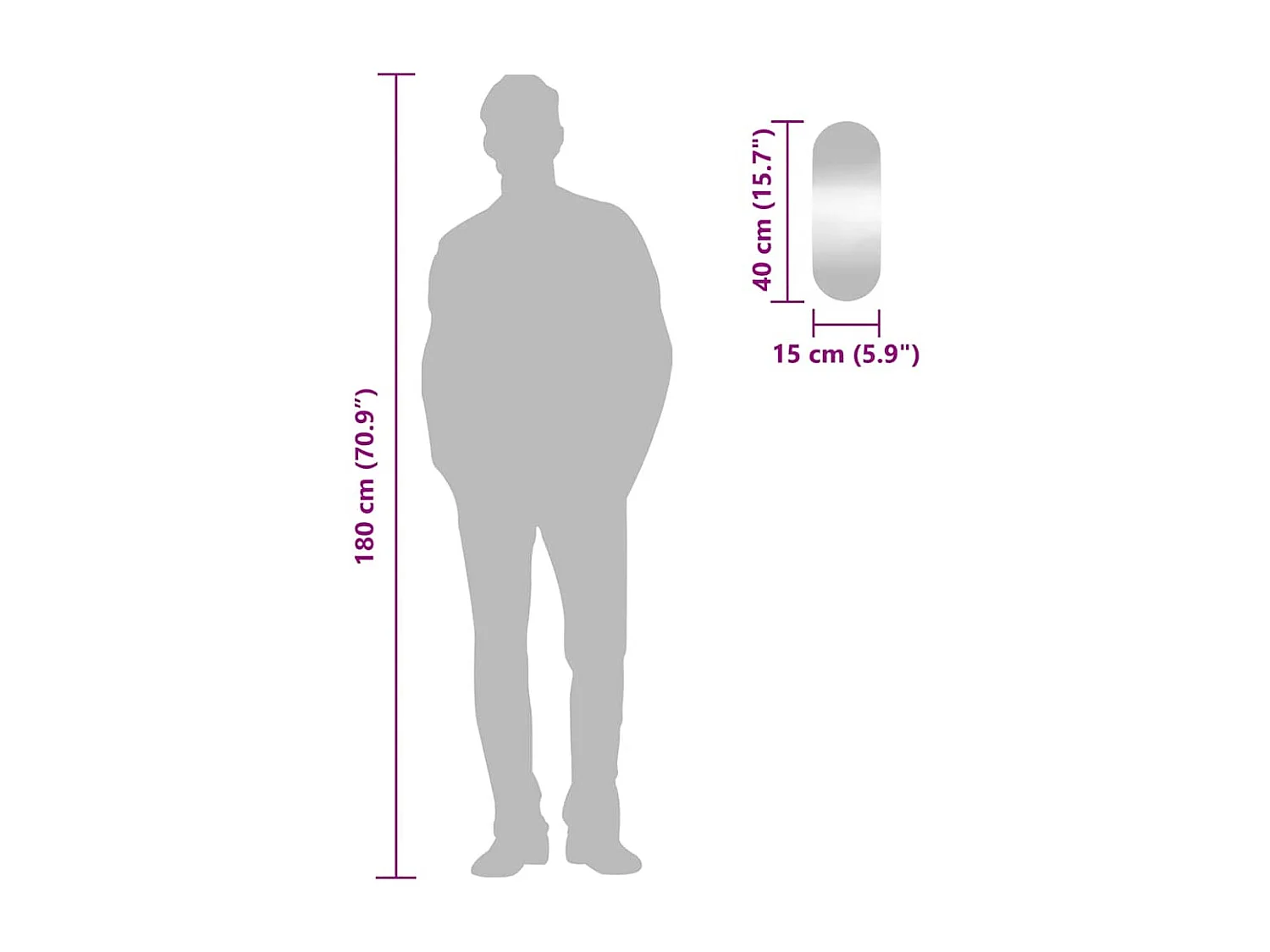 Espejo de pared 15x40 cm Cristal ovalado