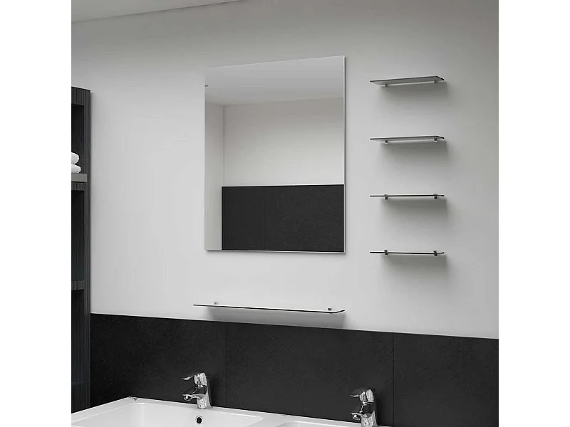 Espejo de pared con 5 estantes Plata 50x60 cm