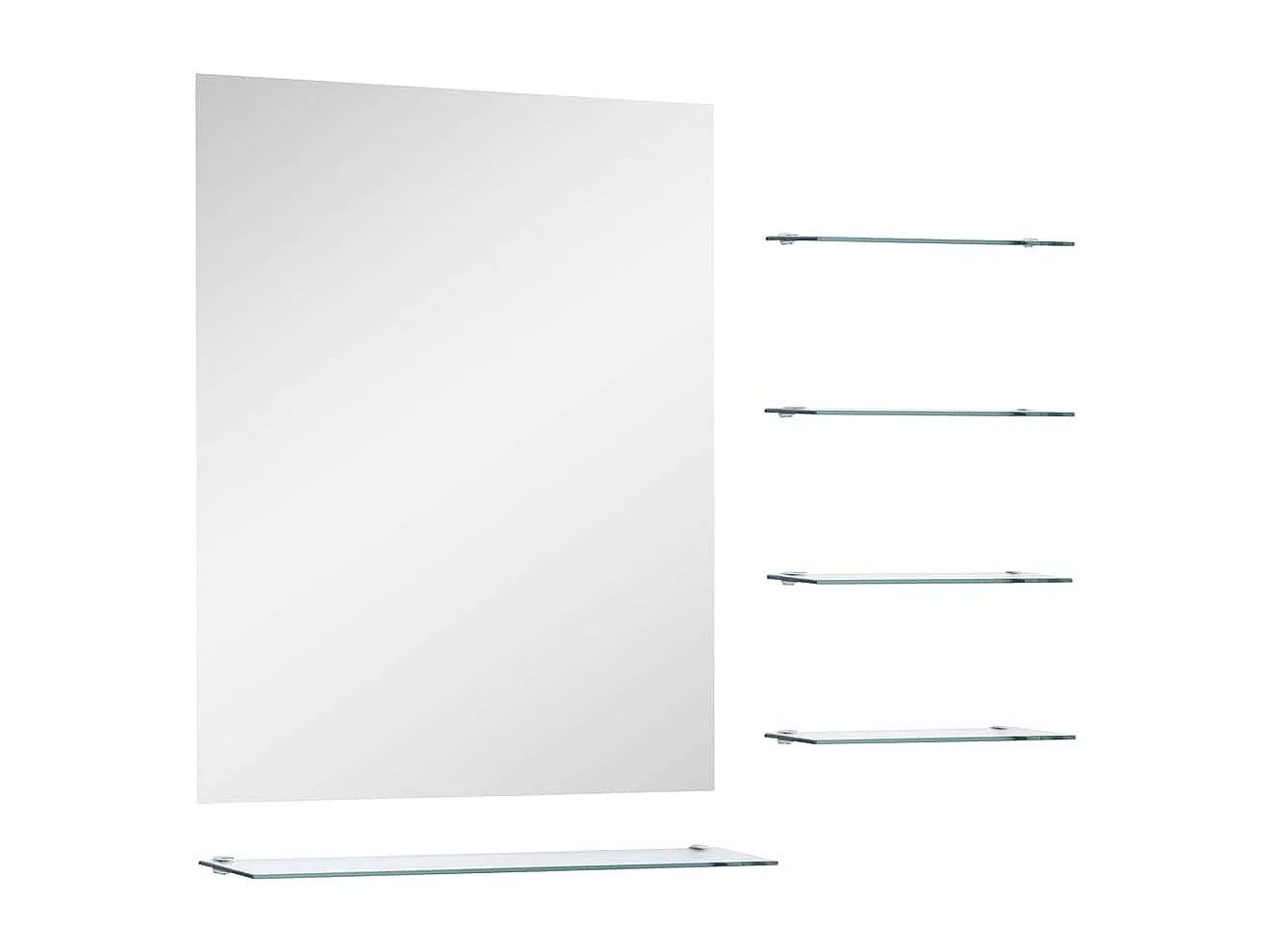Specchio da parete con 5 ripiani Argento 50 x 60 cm