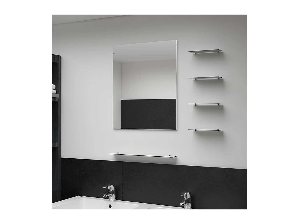 Wandspiegel met 5 planken Zilver 50 x 60 cm