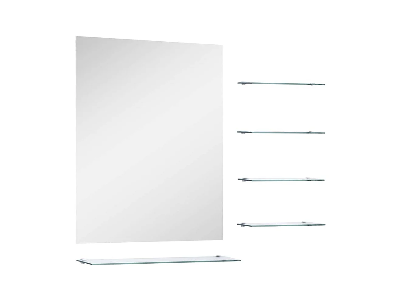 Wandspiegel met 5 planken Zilver 50 x 60 cm